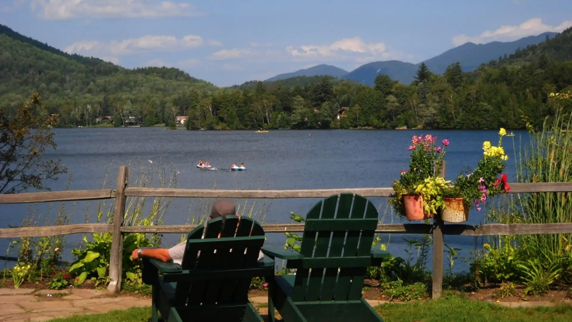 Sit a spell near Mirror Lake in Lake Placid