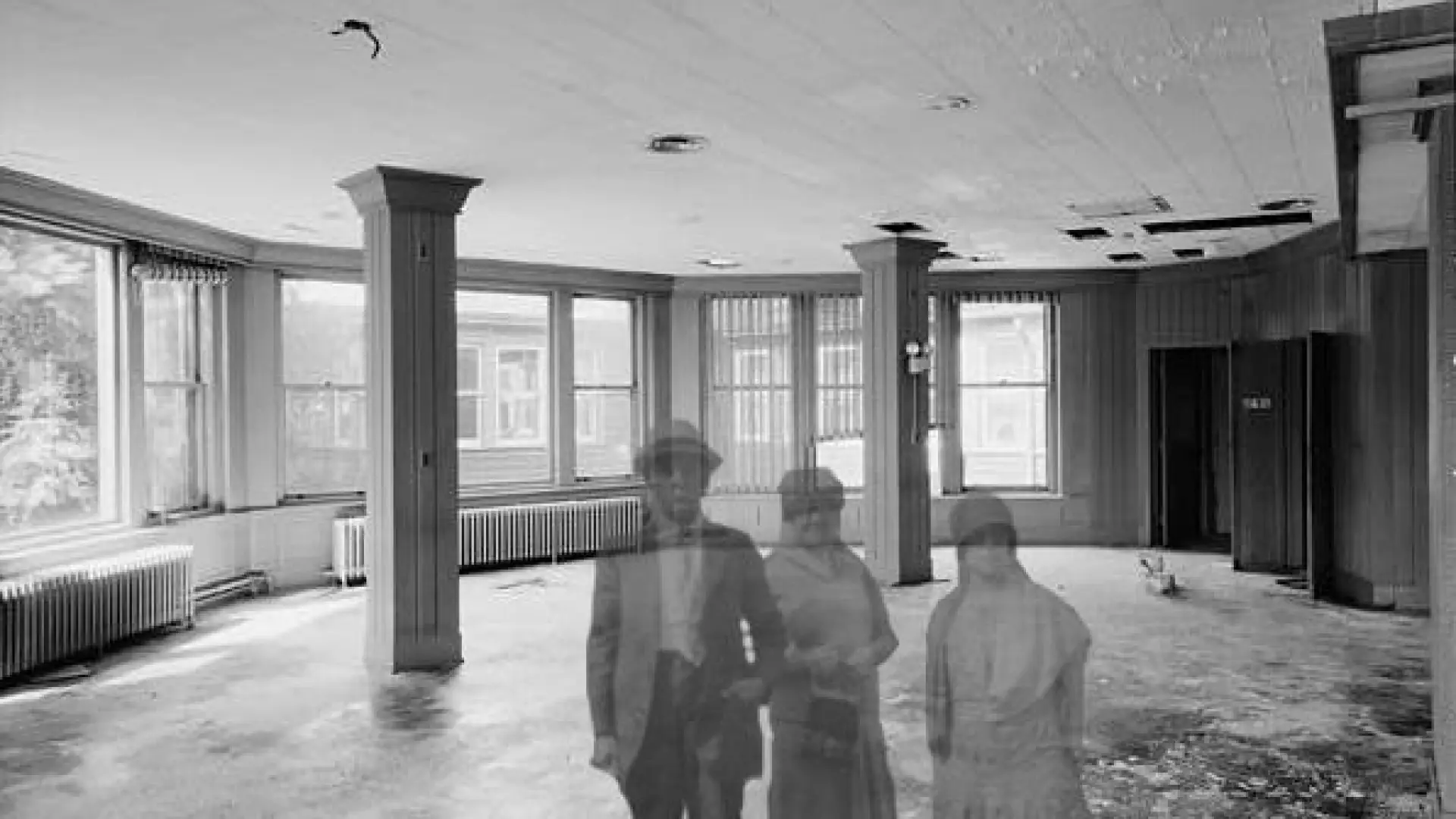 Ghosts 'appear' in the deserted main Lake Placid Club building in the late '90's