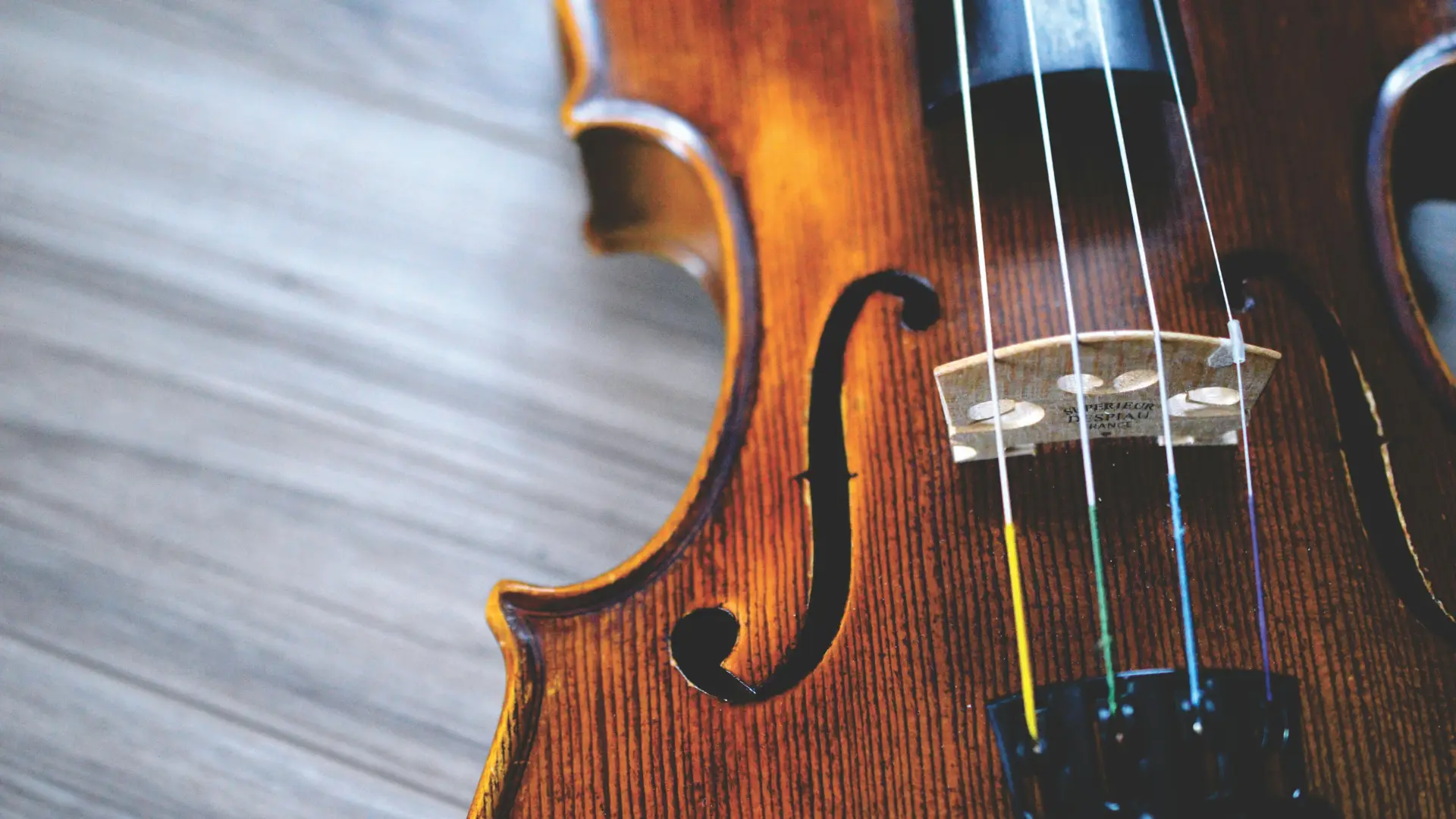 Violin body on grey wood background