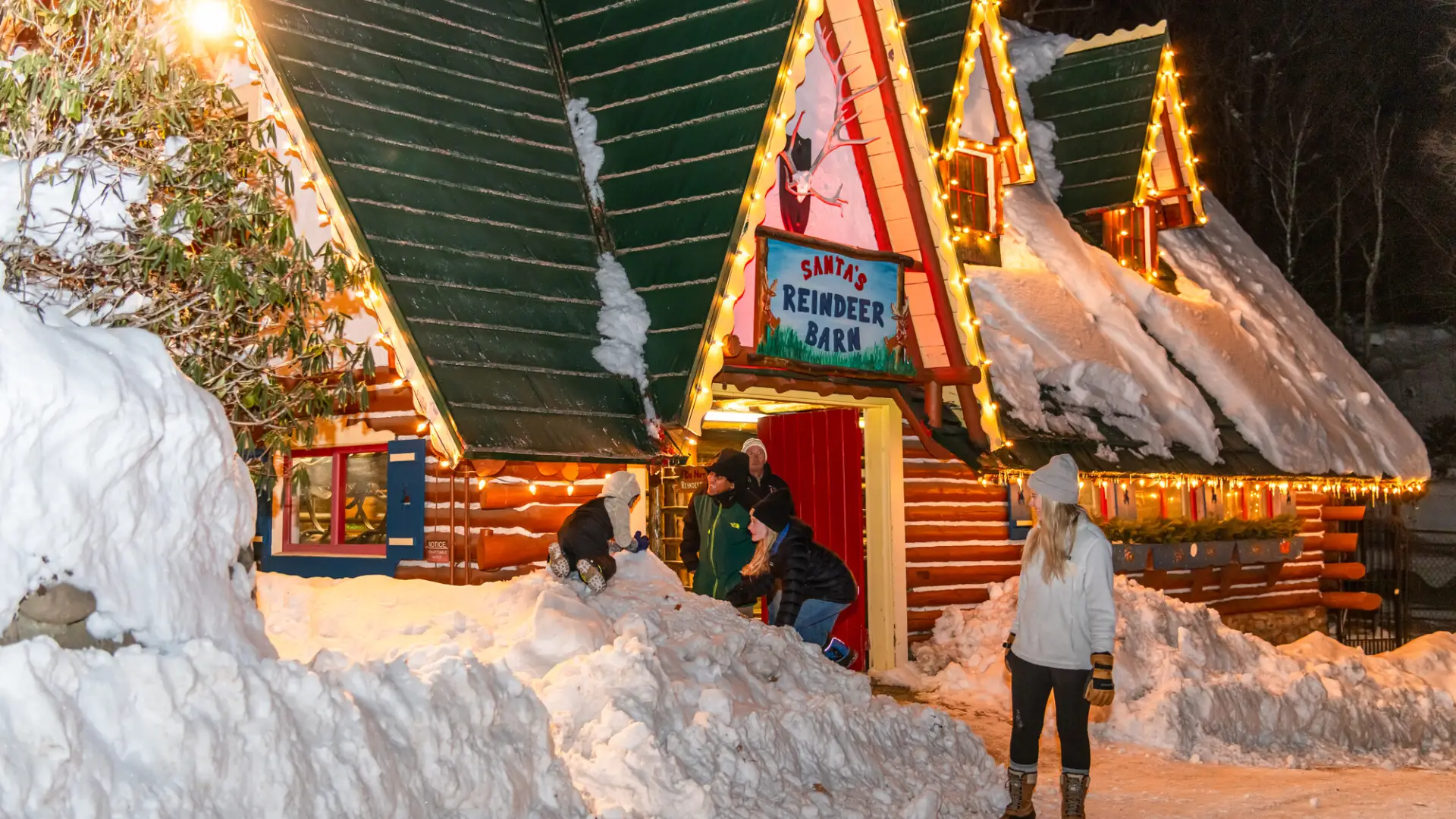 Village of Lights playing in snow