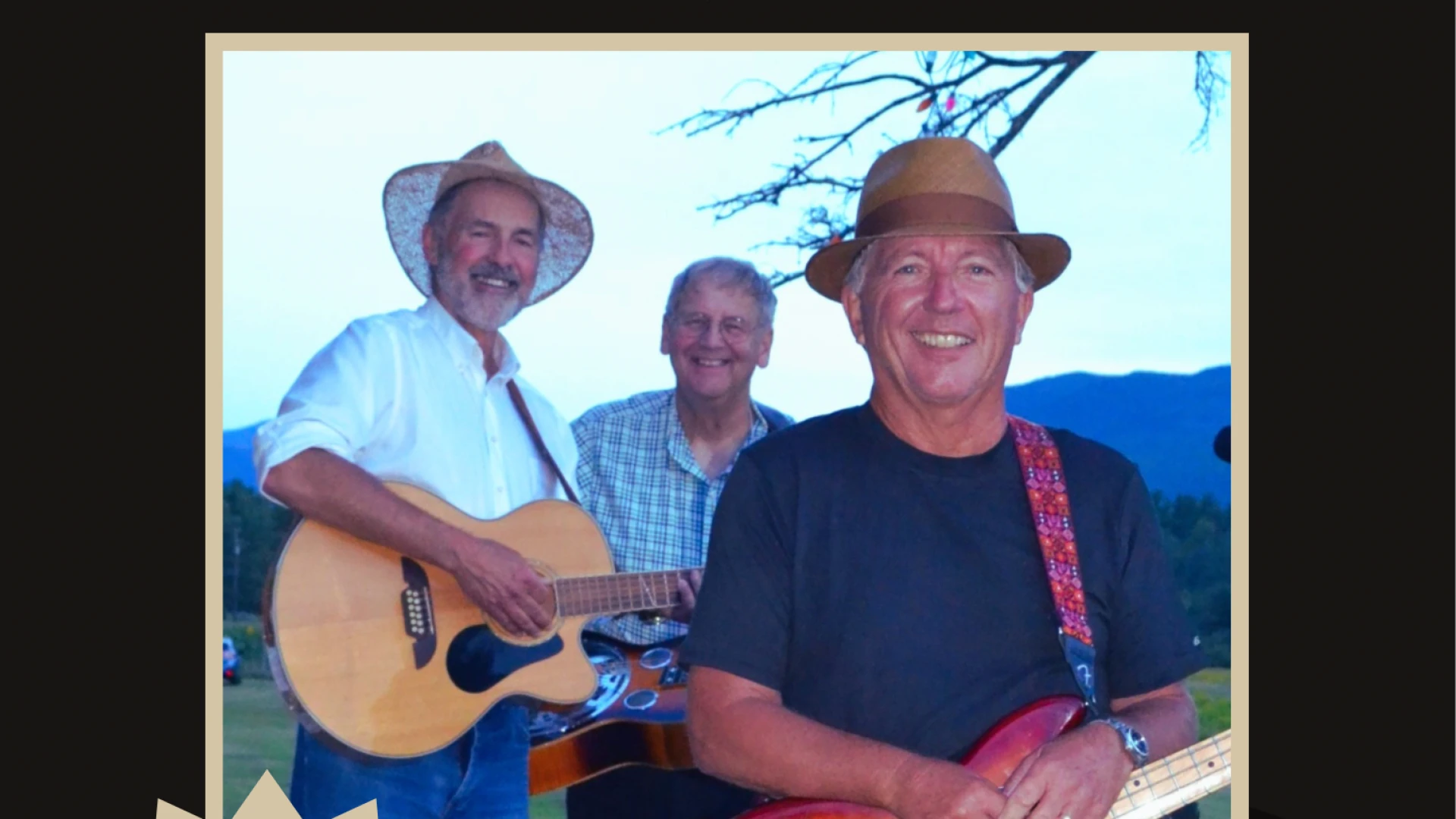 Concert poster for Too Tall String Band on July 11 at Jay Village Green