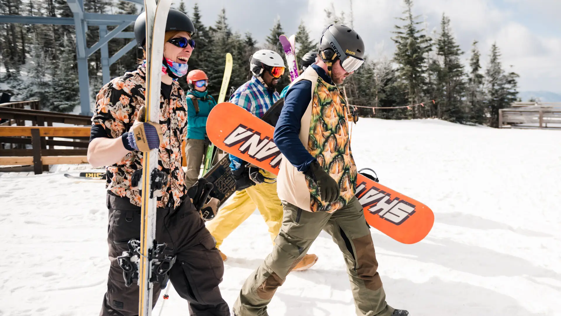 A group of spring skiers.