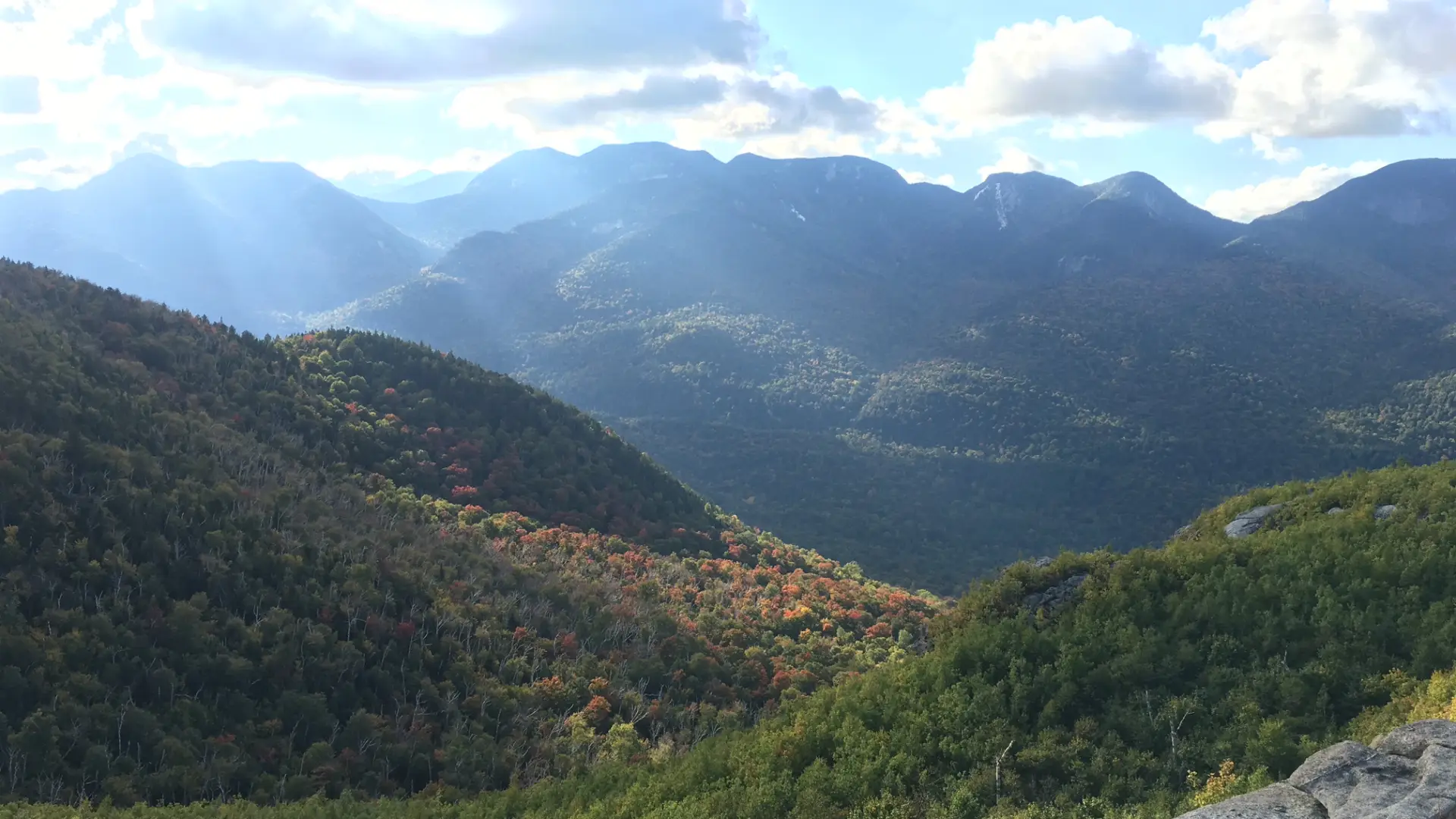 The Great Range from Bear Den Mountain trail.