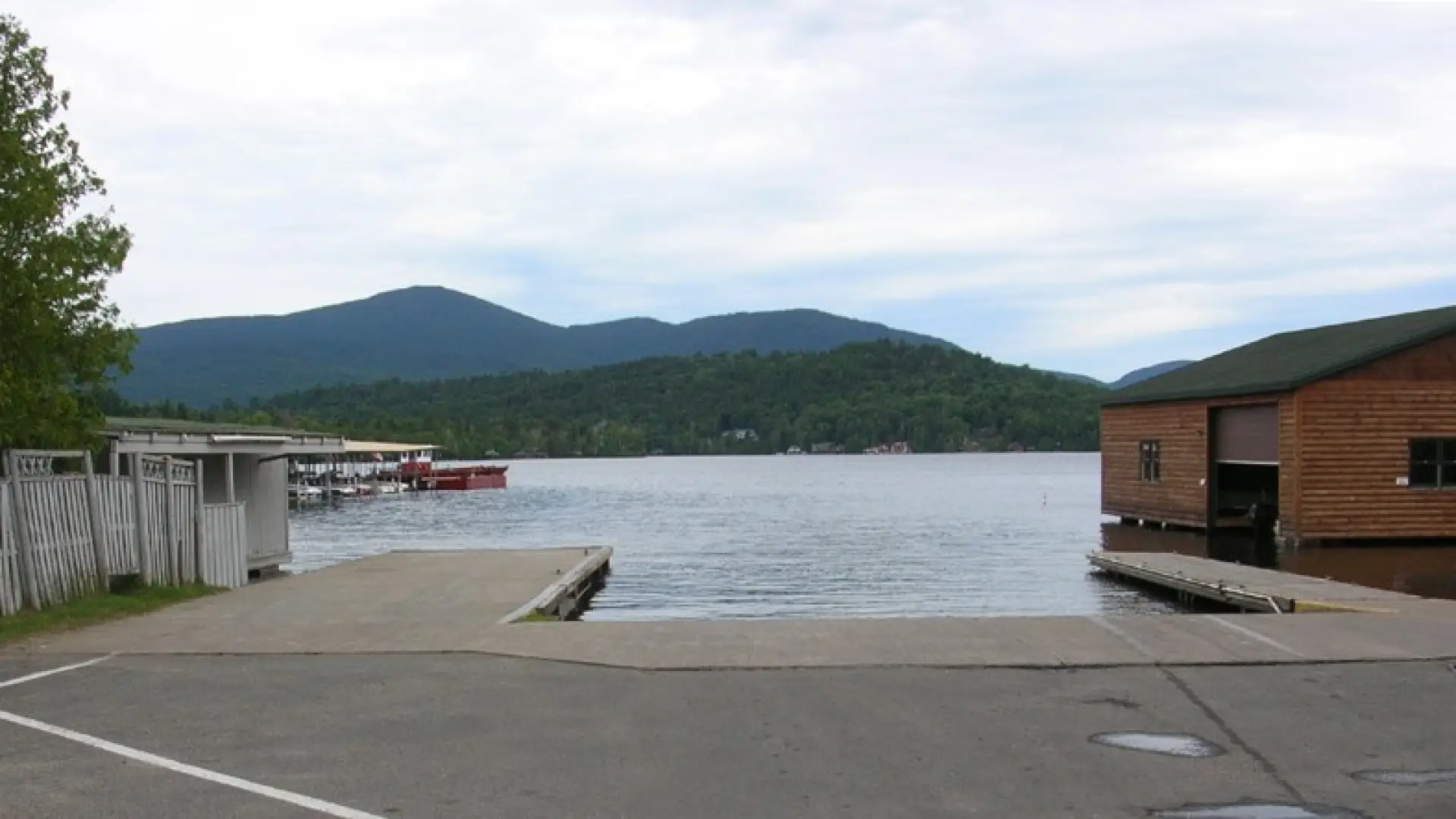 A large boat ramp to a lake