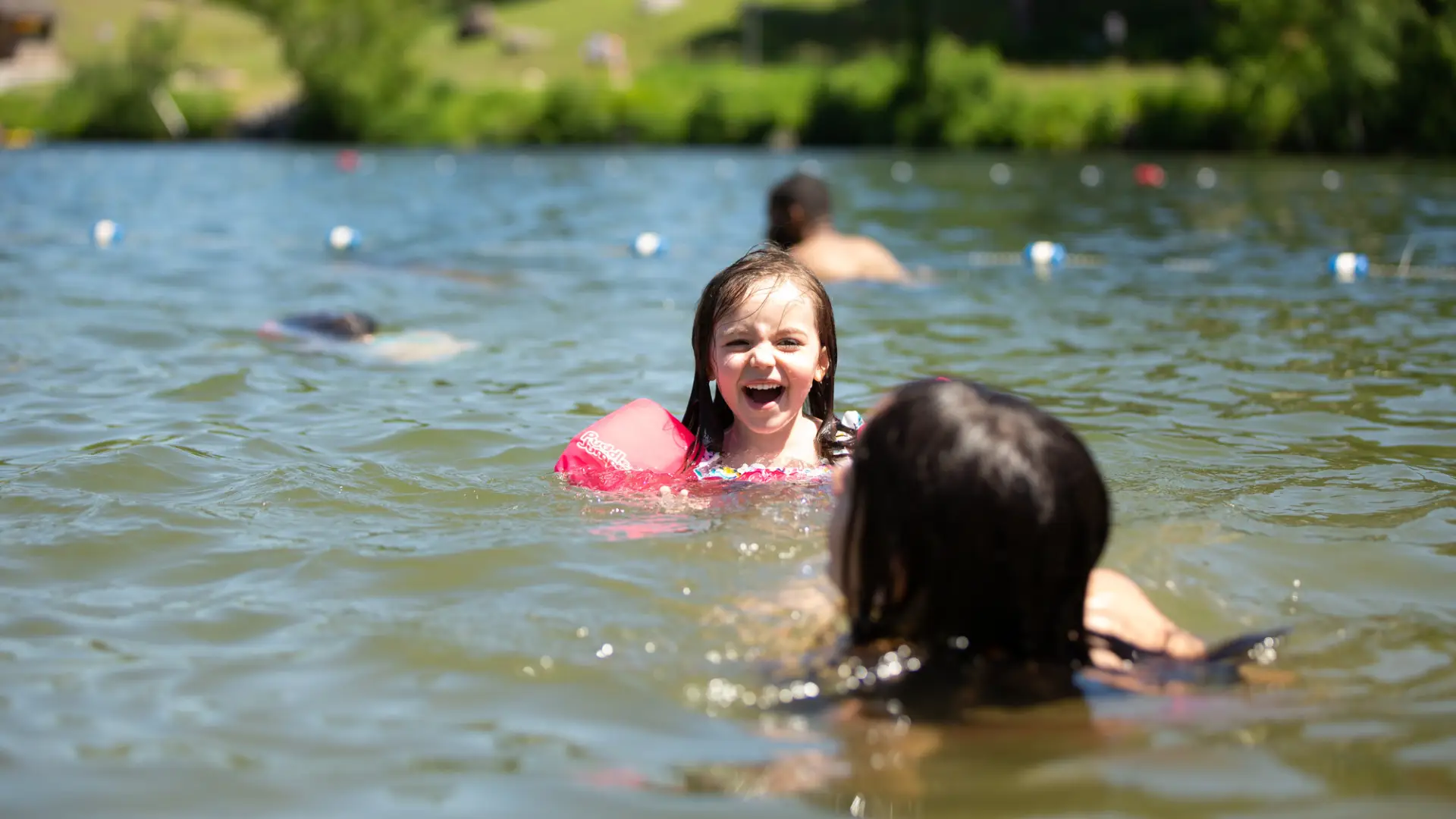 Kids swimming in Mirror Lake.