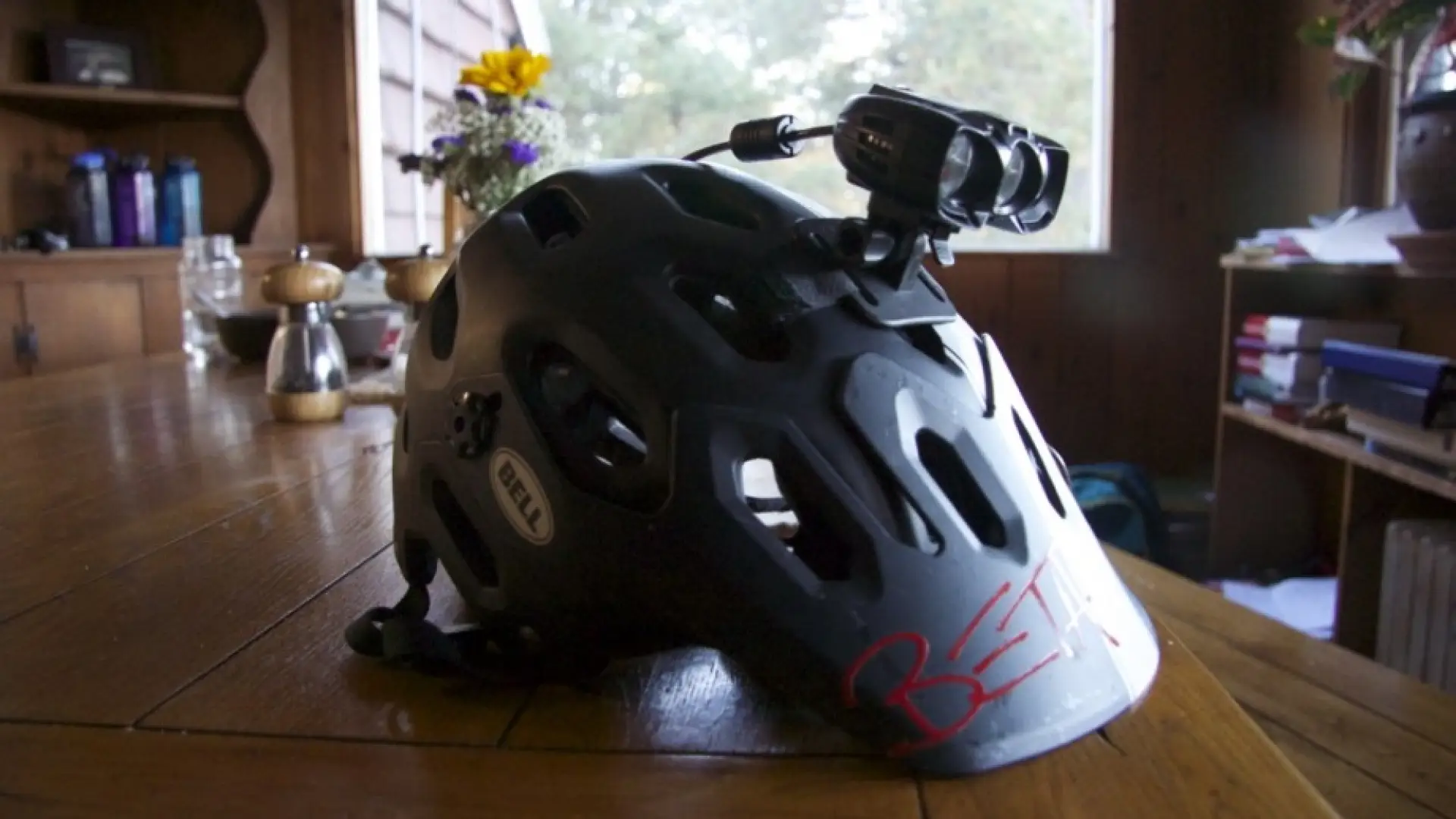 An example of a helmet mounted light