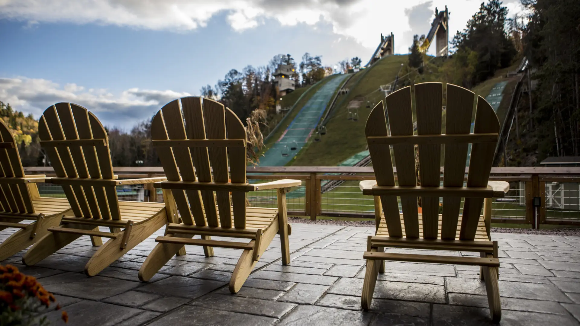 ski jumps with adirondack chairs