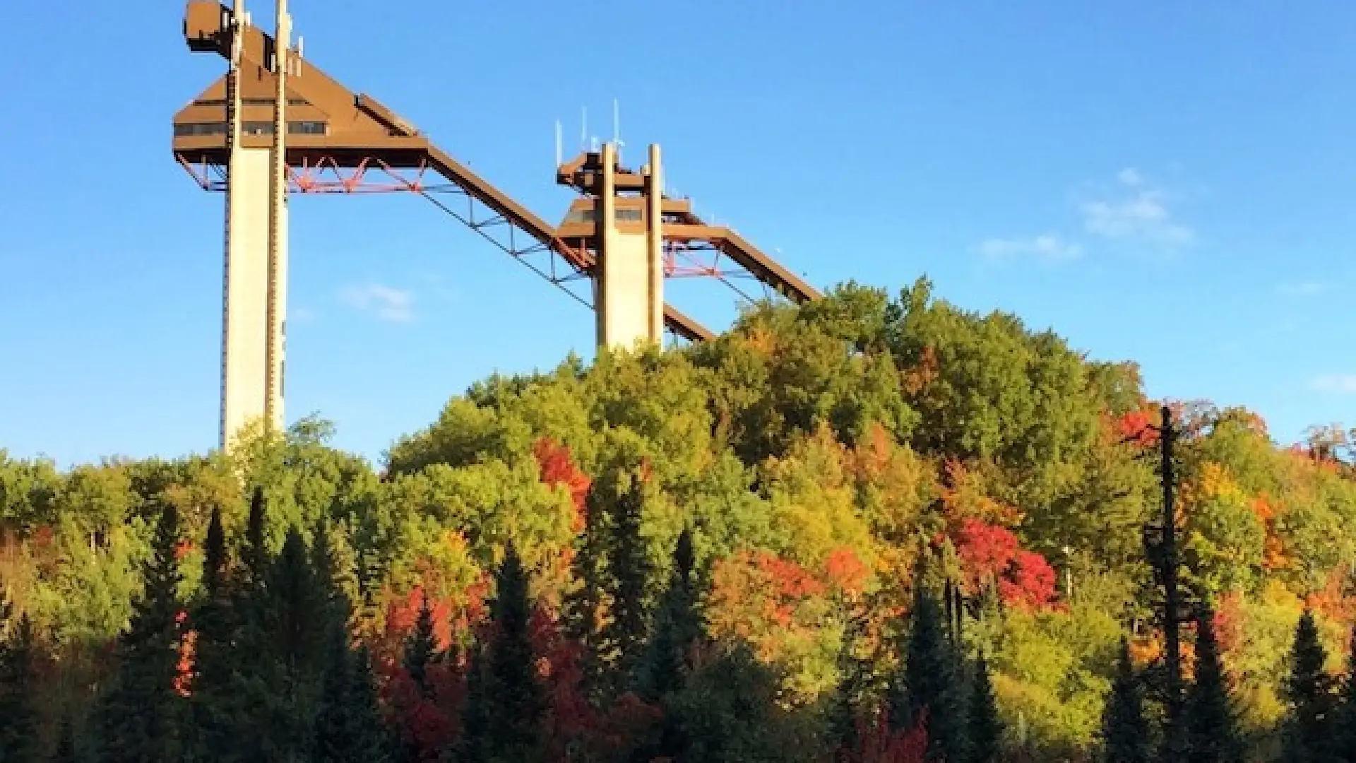 The ski jumps offer a wonderful vantage point to see more foliage, out to the horizon.