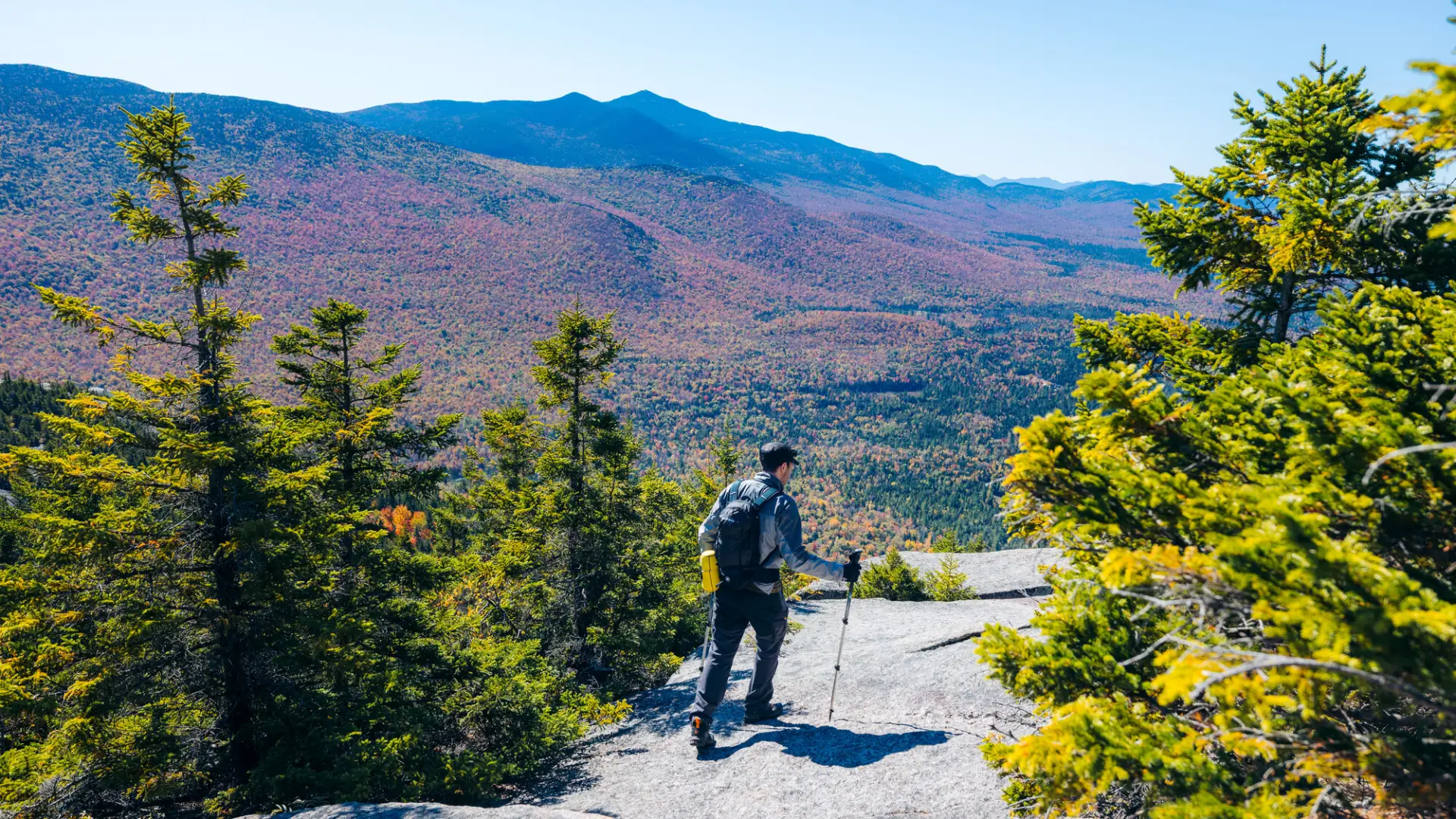 A hiker on open rock