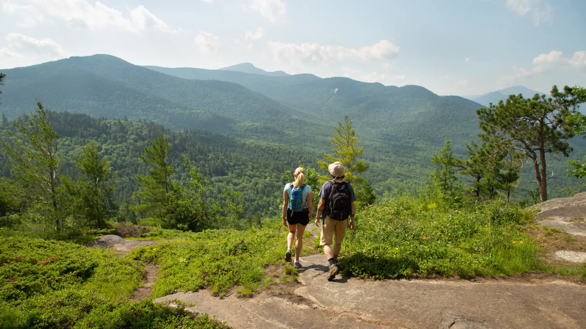 Two people near the summit of Baxter Mountain.