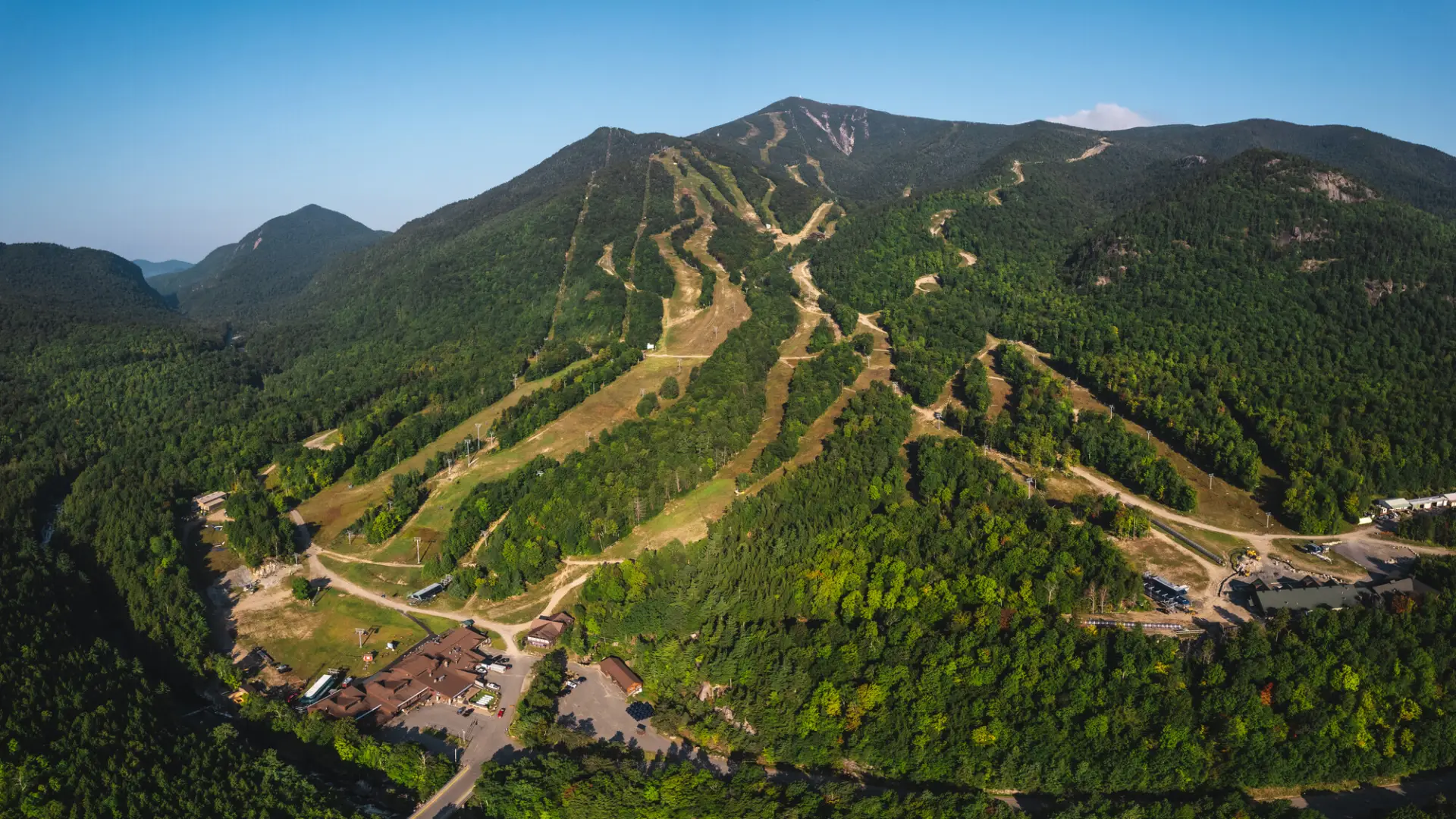 Drone shot of Whiteface Mountain in Wilmington, NY.