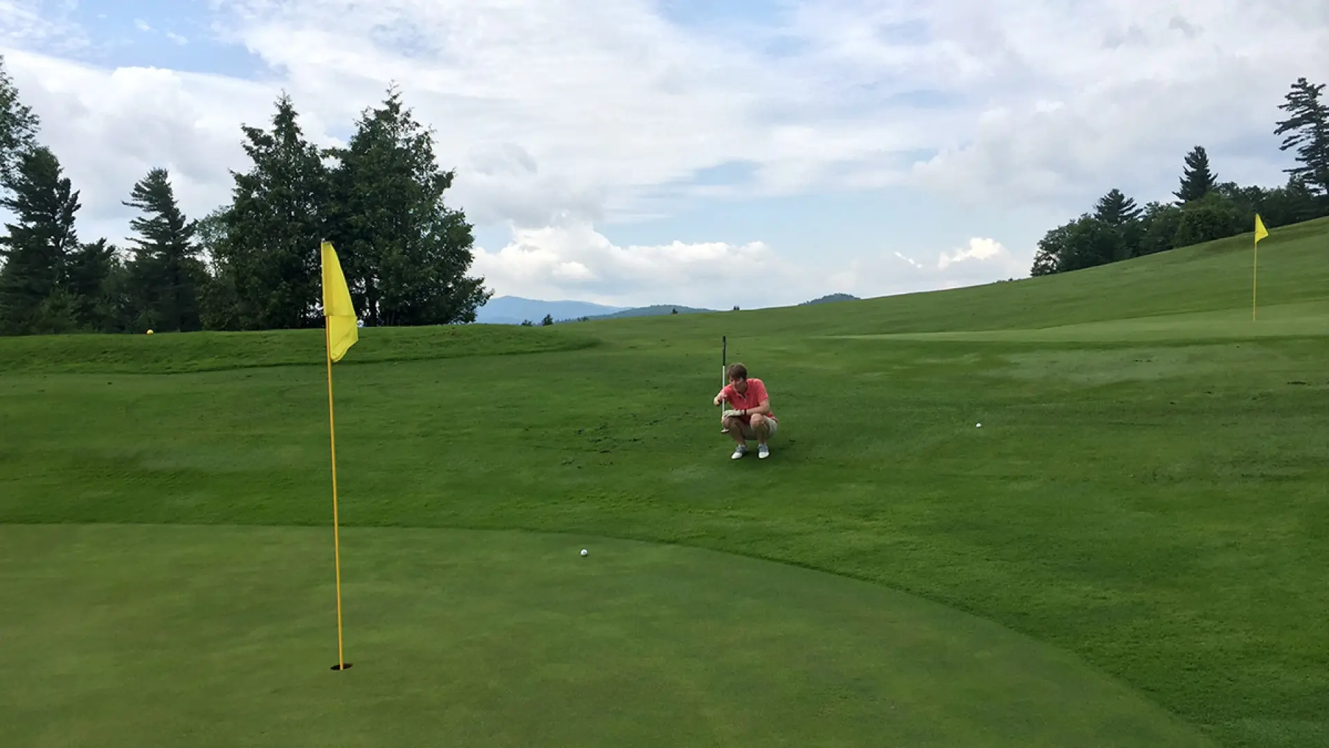 Challenging downhill putt on the eighth.