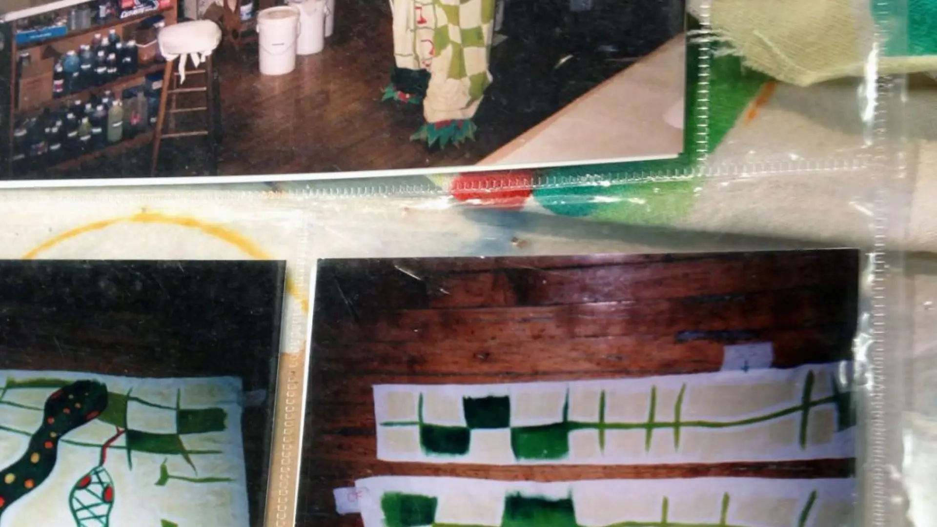 Working from Lake Placid, Parm recieves samples of material, color and sketches to create her costumes.