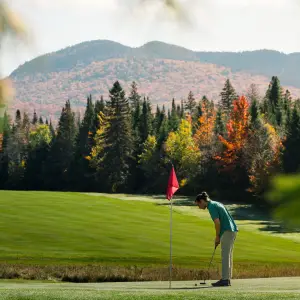 Golfing in Lake Placid in the fall.