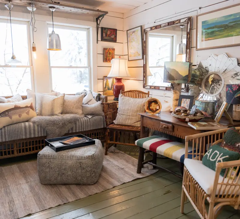A bright and airy shop displaying furniture and decor