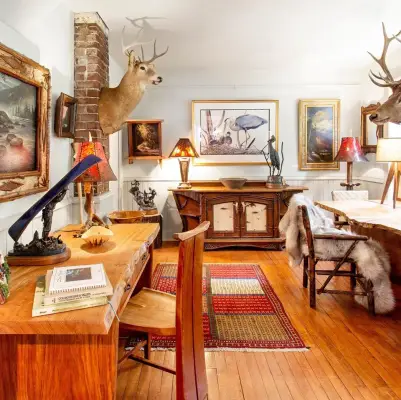 Unique and rustic Adirondack furniture inside a Lake Placid shop.
