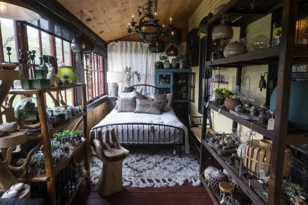 Antique items inside one of Lake Placid's rustic antique shops.