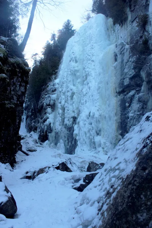 Rainbow Falls in the winter.