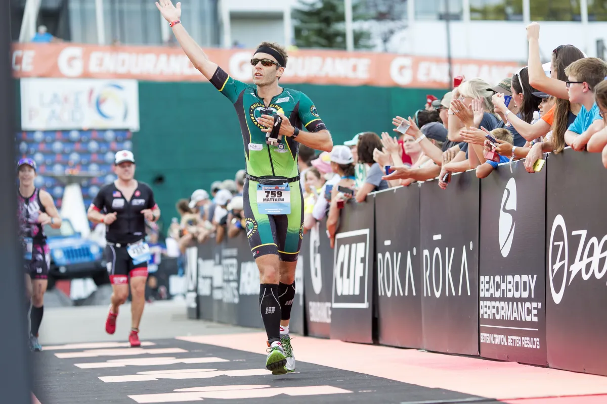 A man runs in a race.