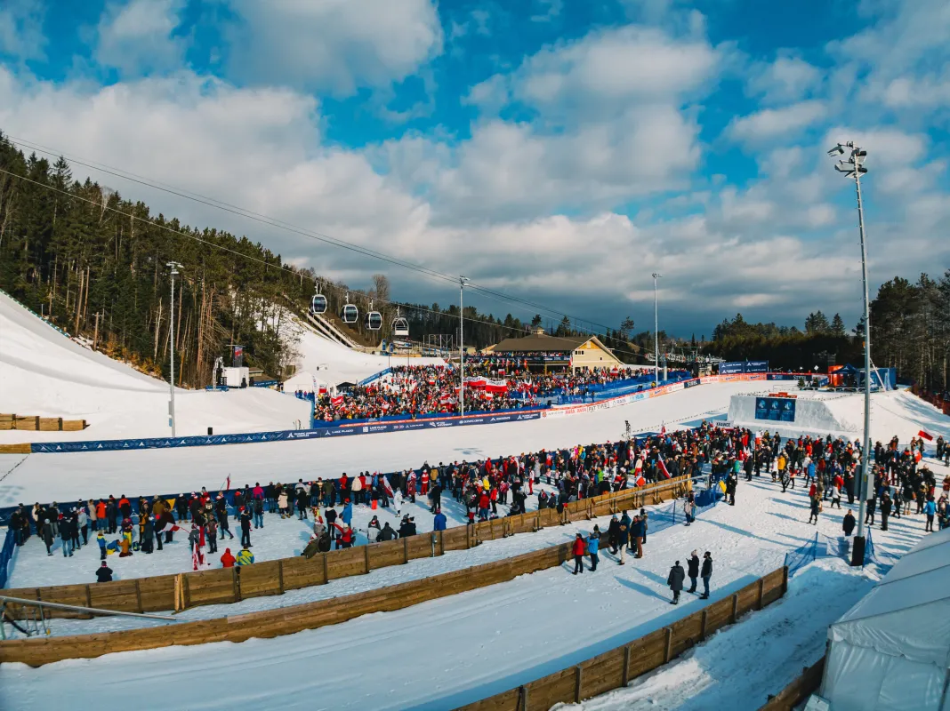 An event being held at the Olympic Ski Jumps in Lake Placid.