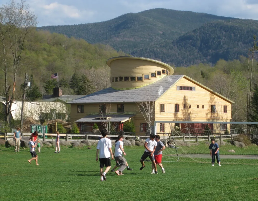 North country school kids playing soccer. 