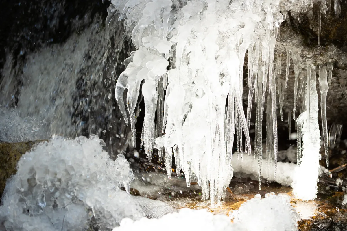 Ice on a stream in the spring.