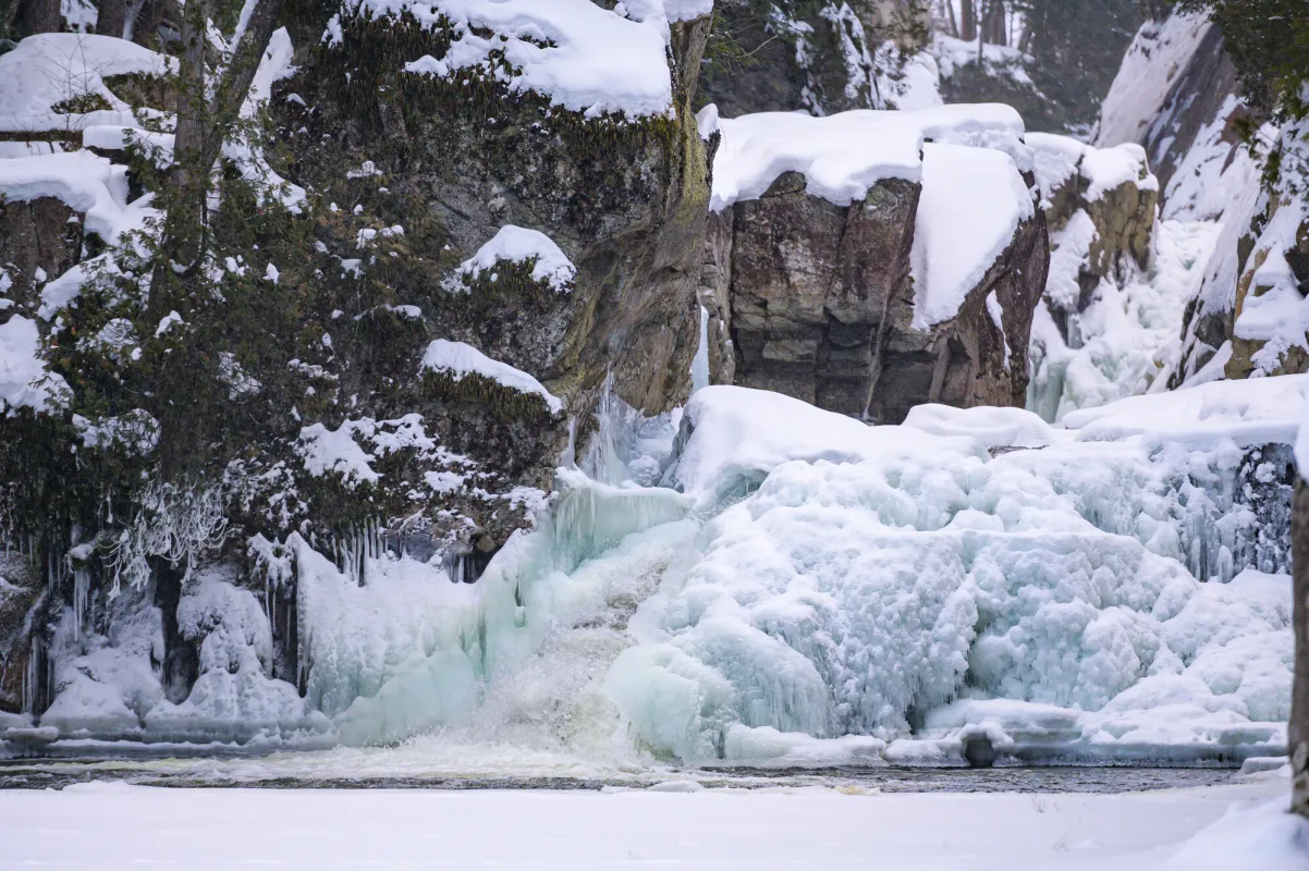 The Flume in Wilmington frozen.
