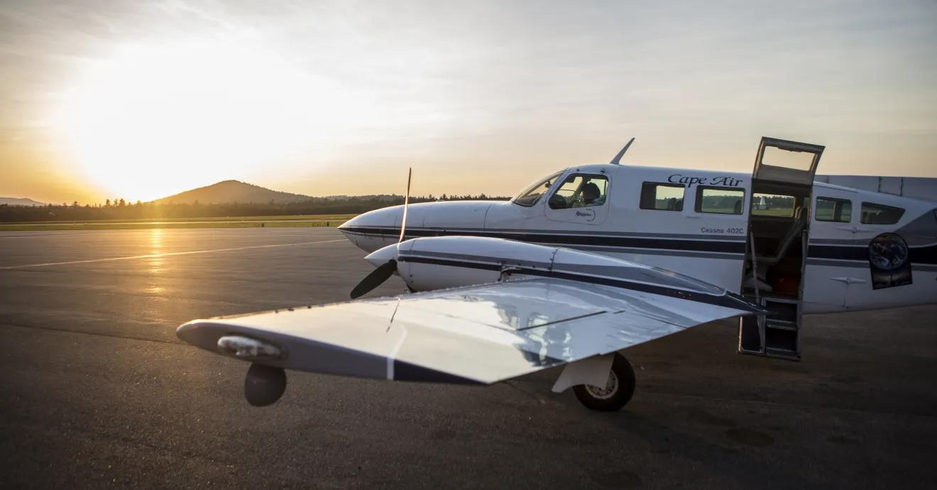 A Cape Air airplane on the runway