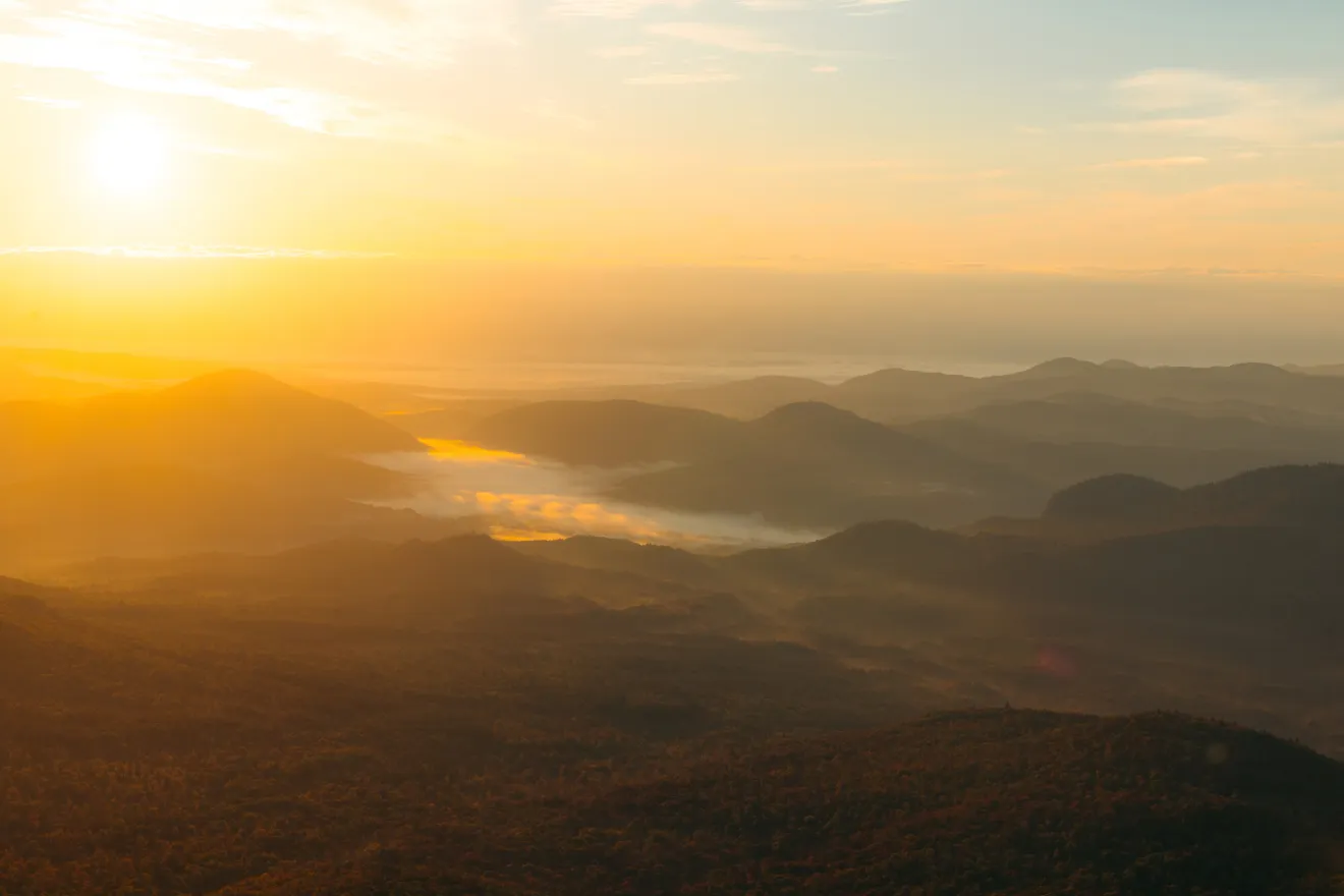 Fall views from the top of Hurricane Mountain at sunset.