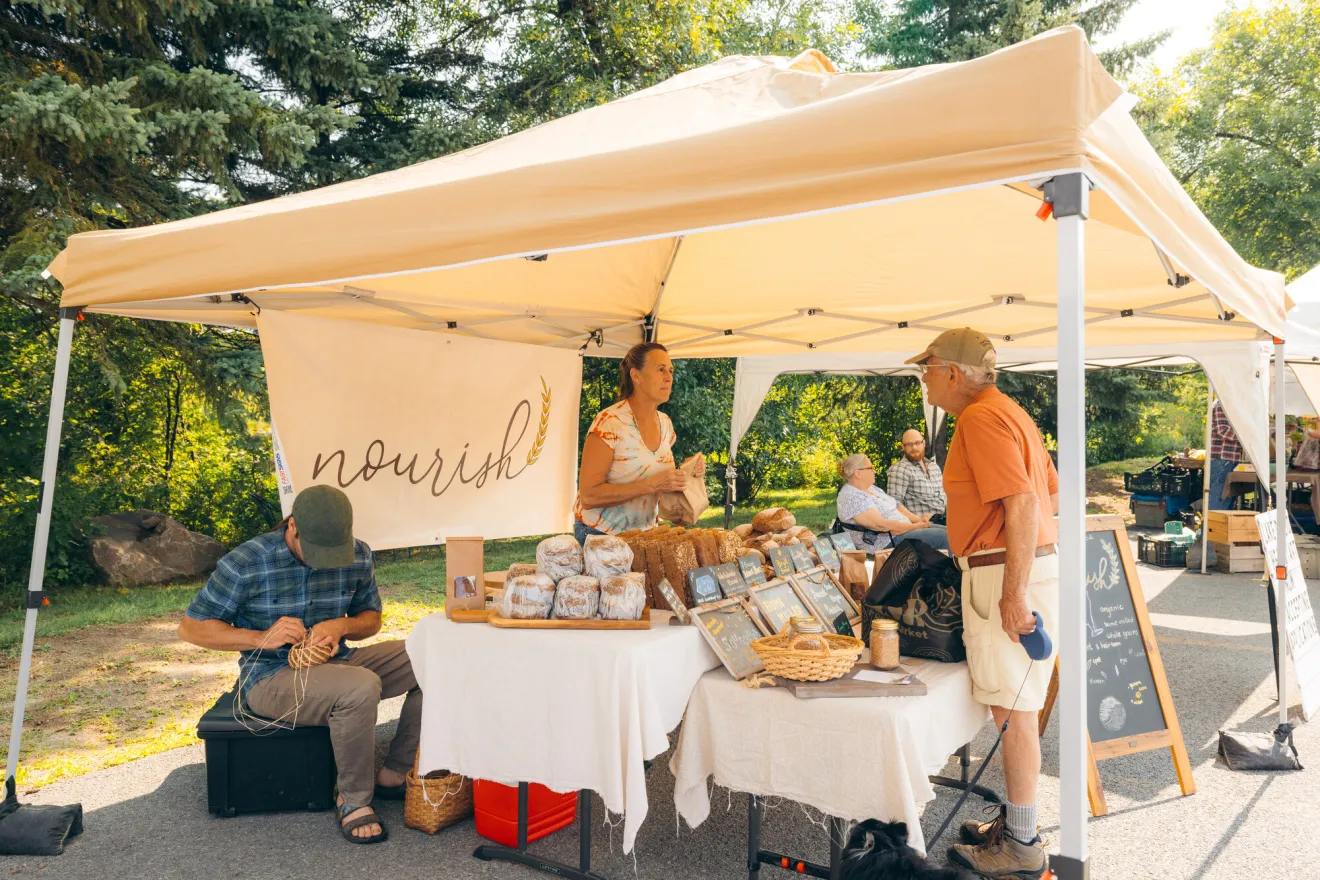 A bread stand at a Lake Placid farmers market.
