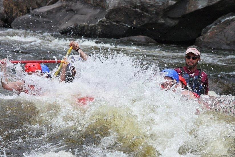 Big splash as the raft submerges