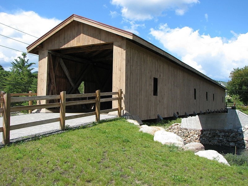 The Jay Covered Bridge has been restored for pedestrian traffic as part of a park complex.