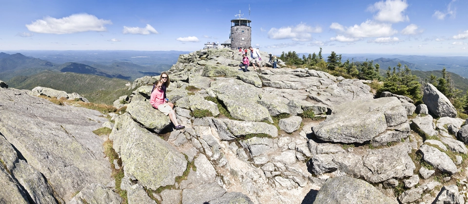The top of Whiteface Mountain comes with a peak to peak set of stairs and a cafe.