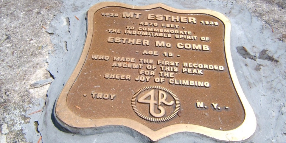 This commemorative placque celebrates the bold young woman who was the first to summit.