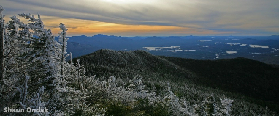 The southern view from McKenzie Mountain summit in winter. 