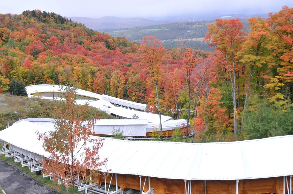 view of bobsled track from the air.