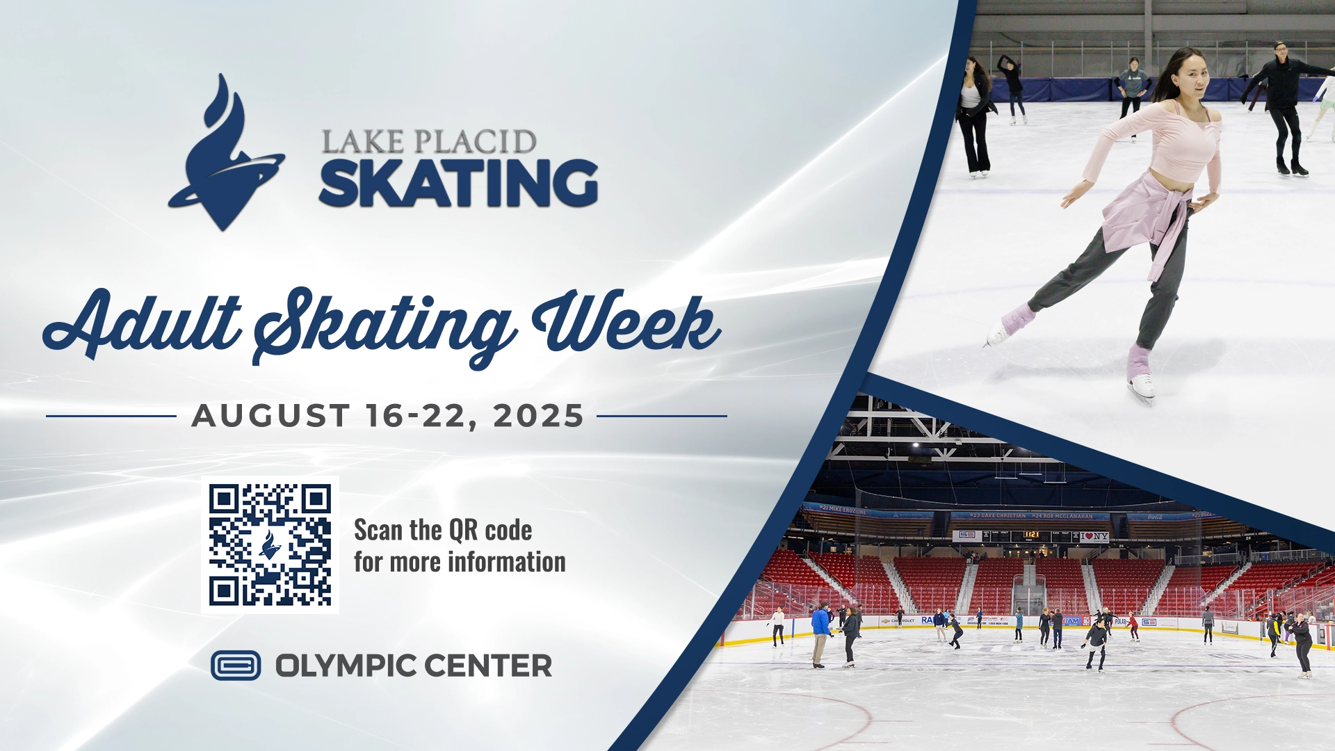 Graphic header image for Adult Skating Week at the Lake Placid Olympic Center