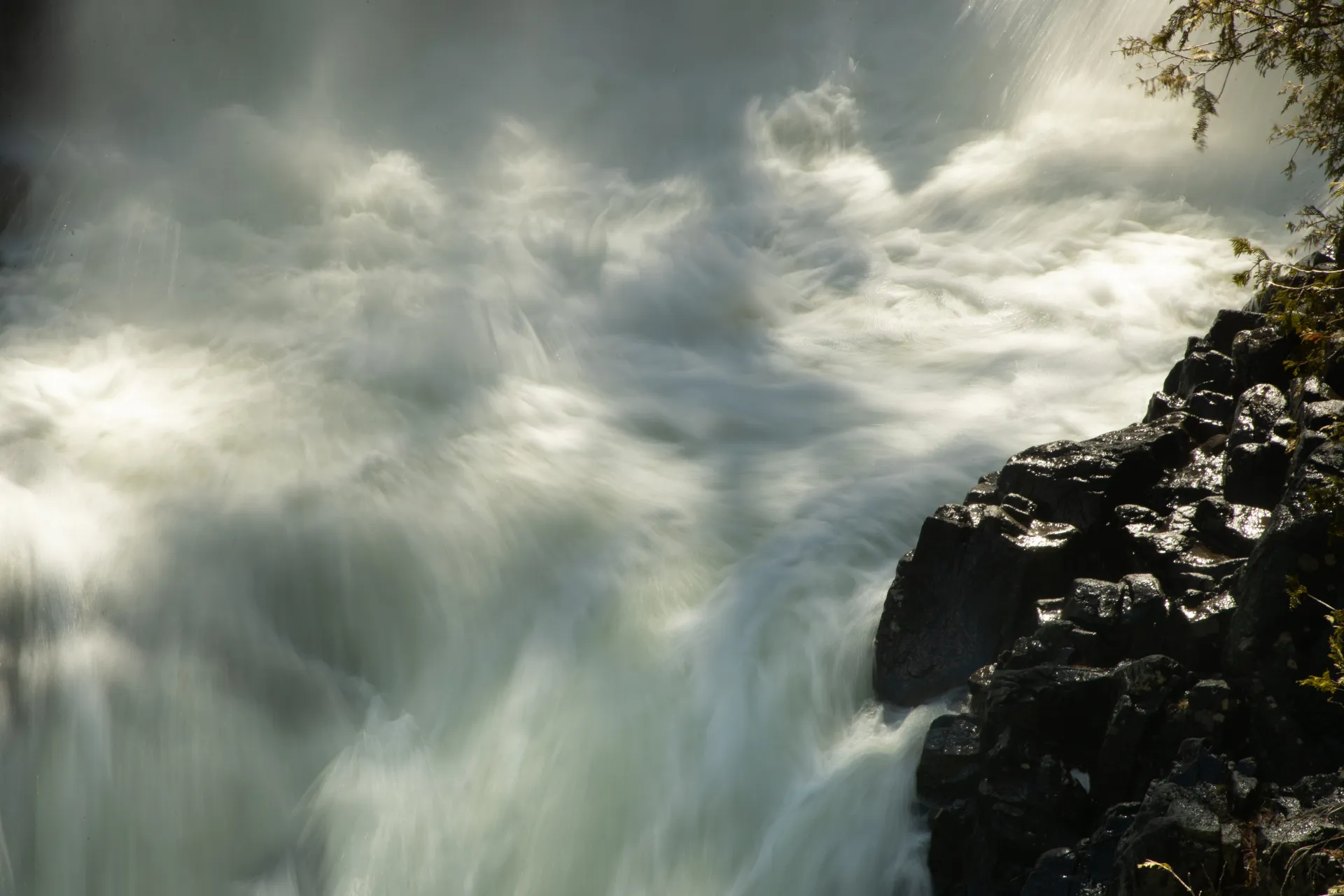 Rushing water over rocks