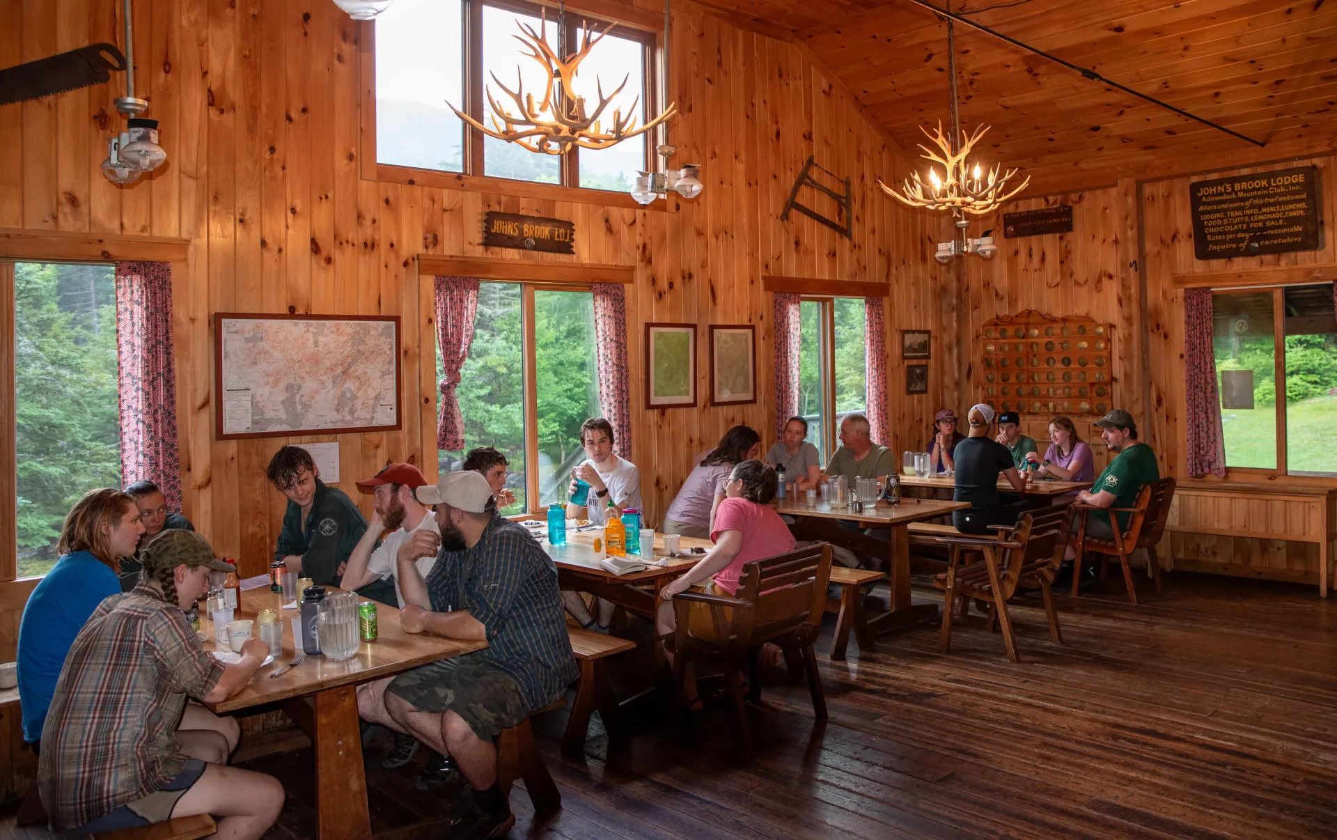 People eating and resting inside JBL