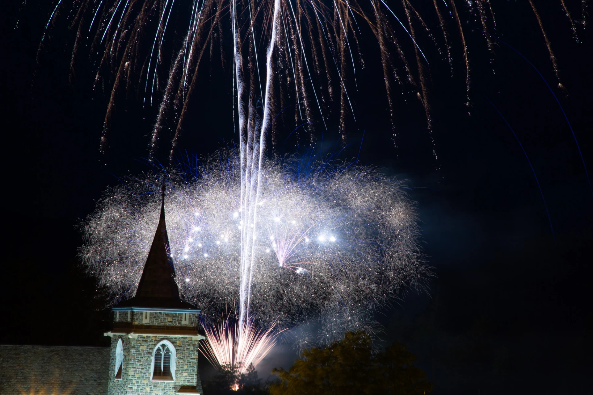 Fireworks behind the church