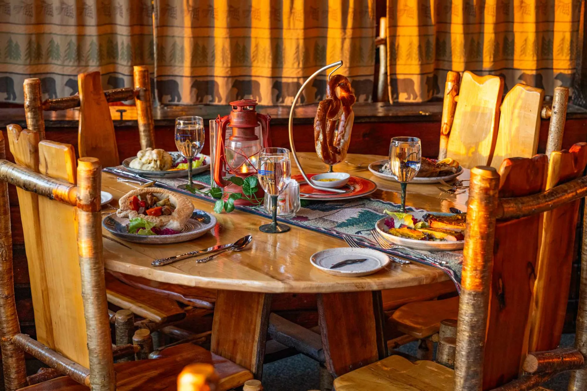 Medieval Food spread at the Adirondack Alps restaurant.  