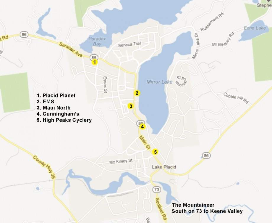 Lake Placid Ski Shop and Tuning Map