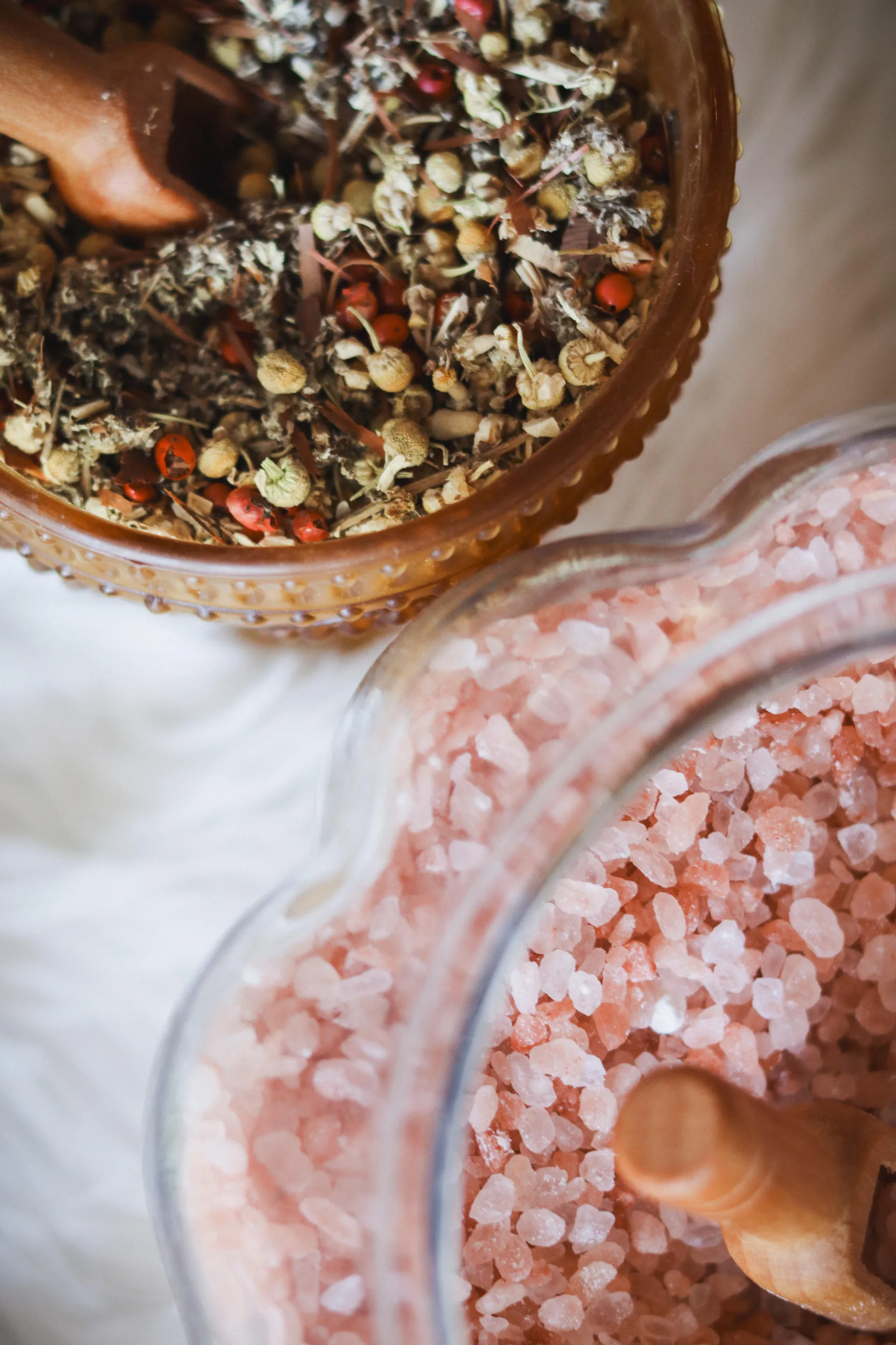 Herbal teas and pink salts