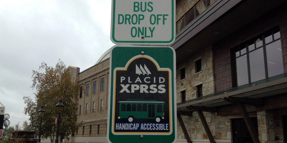 A sign for the Placid XPRSS