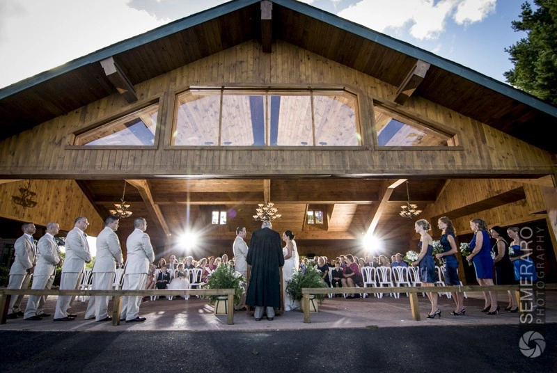 The view from the altar at the covered outdoor space at the Lake Placid Club Golf House.