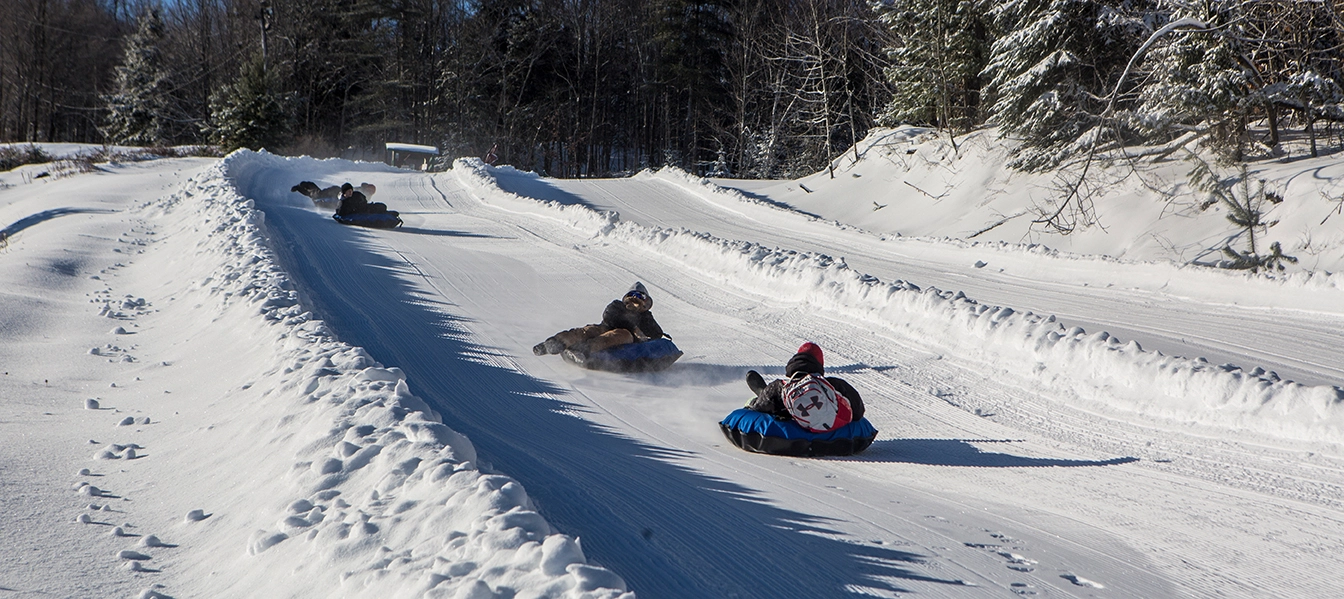 People tubing down Mt Pisgah