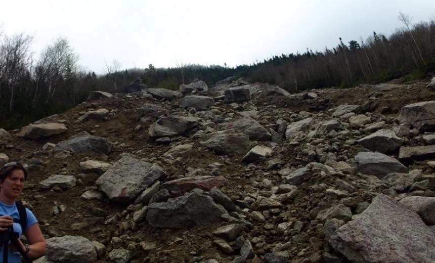 A steep eroded slope up a mountain