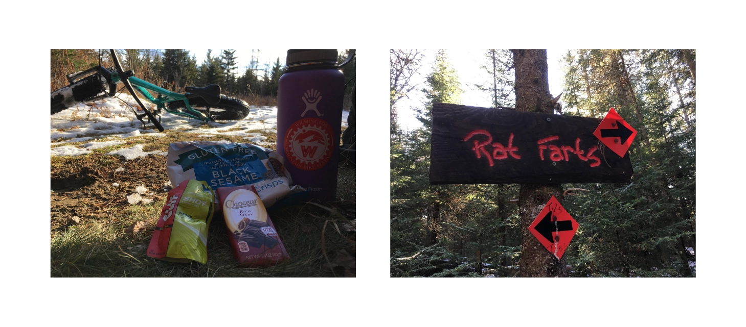 Left - Gotta have some snacks! | Right - My favorite trail