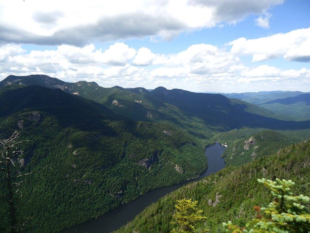 See Lower Ausable Lake from the summit of Mount Colvin.