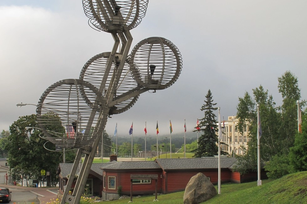 Olympic Center Overlook with the Sonja Henie ice sculpture.
